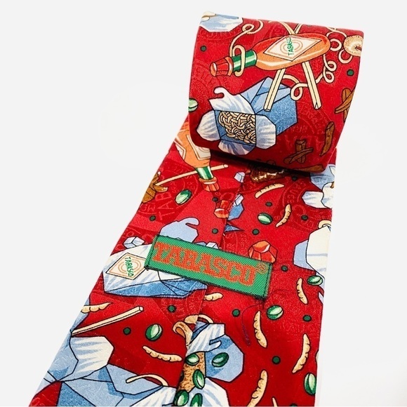Tabasco Brand Takeout Food Print Tie - Picture 3 of 3